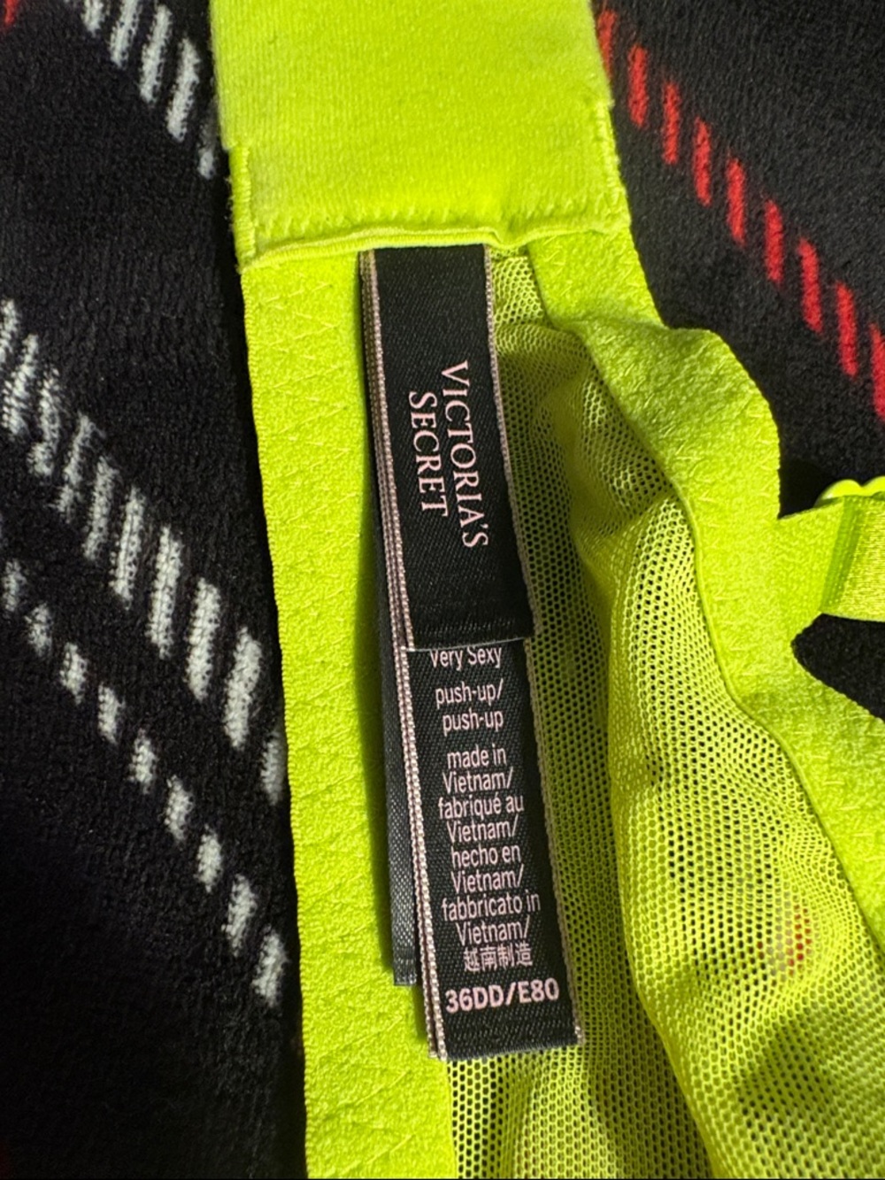 Victoria secret Lace Push-Up Bra in Neon Yellow with Rhinestone Straps 36DD - Picture 4 of 6